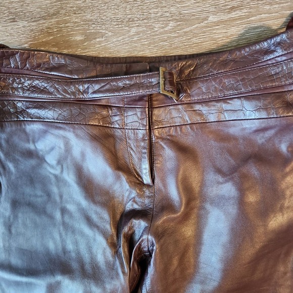 Cache Lambs Leather Maroon Pants Wine Womens Size 8 Pants - Picture 5 of 6